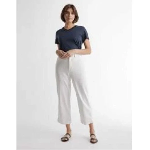 COPY - Quince Womens Organic Stretch Cotton Twill Wide Leg Crop Pant Size 26 Iv… - Picture 3 of 5